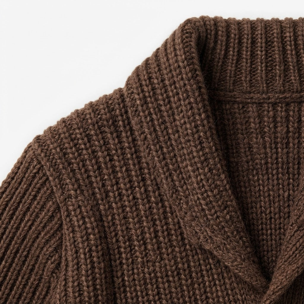 shawl-collar-cardigan-chocolate-detail